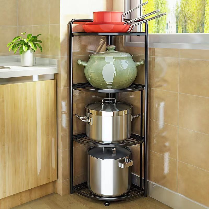 Wholesale 4 tier Multifunctional Kitchen Storage Organizer Corner Pot Pan Storage Racks  Shelving Units