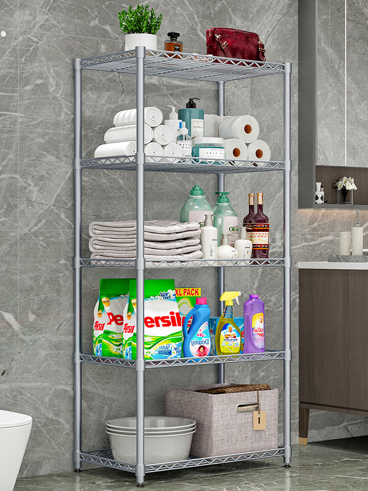 5-Wire Shelving Metal Storage Rack Adjustable Shelves Standing Storage Shelf Units for Laundry Bathroom Kitchen Pantry Closet