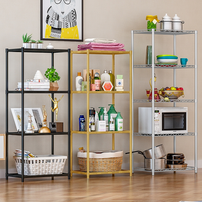 Original kitchen adjustable carbon steel shelf closet organizer five layer wire shelf metal storage rack