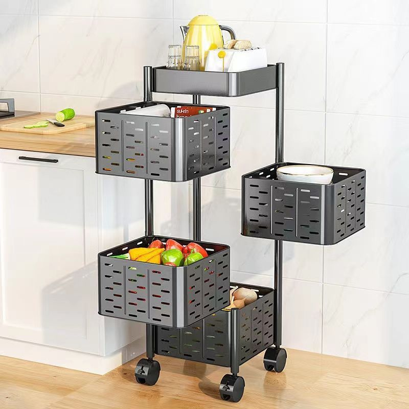 Multilayer Freestanding Metal Kitchen Drawer Cart Rolling Fruit Utility Office Storage Organizers Corner Shelf Trolley Cart