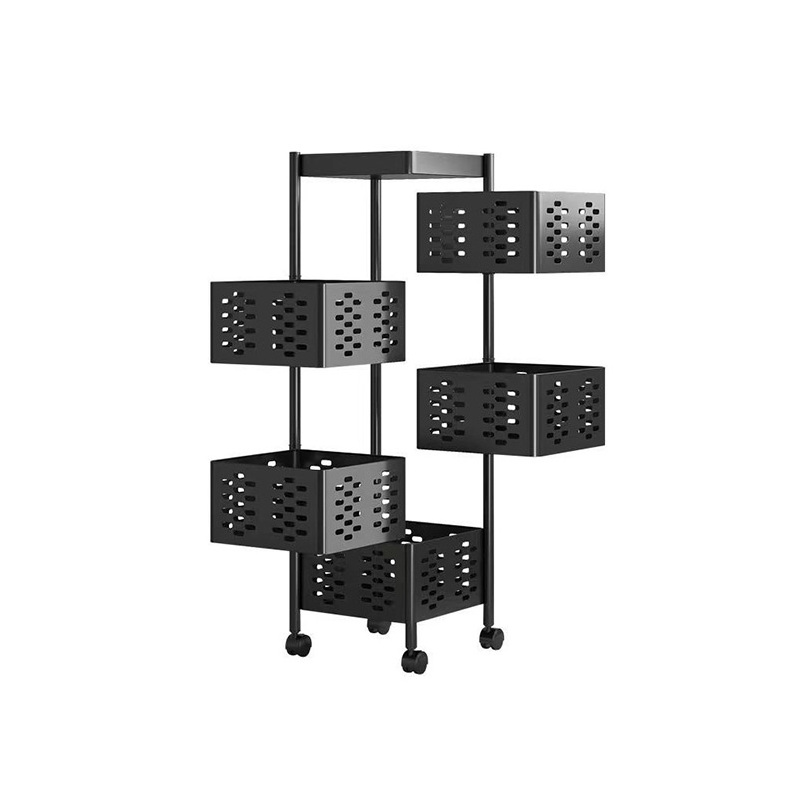 Household rotary multi-storey kitchen shelf square layered vertical  unit kitchen storage shelf trolley floor shelf