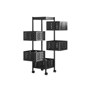 Household rotary multi-storey kitchen shelf square layered vertical  unit kitchen storage shelf trolley floor shelf