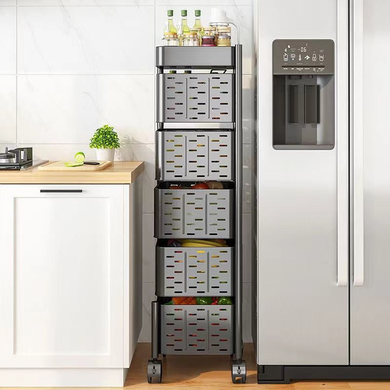 Household rotary multi-storey kitchen shelf square layered vertical  unit kitchen storage shelf trolley floor shelf