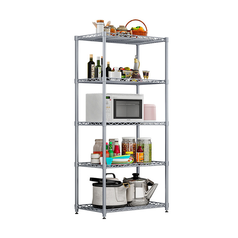 Original kitchen adjustable carbon steel shelf closet organizer five layer wire shelf metal storage rack