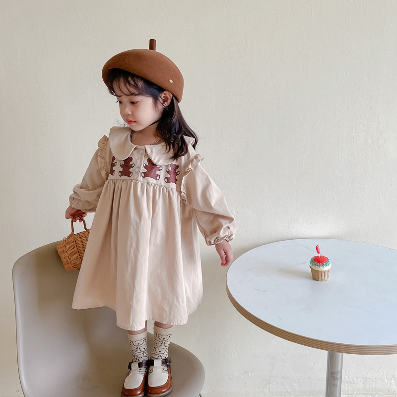 Fashion casual little girl princess dresses peter pan color fancy cartoon girls dress toddler kids frock girls birthday dresses