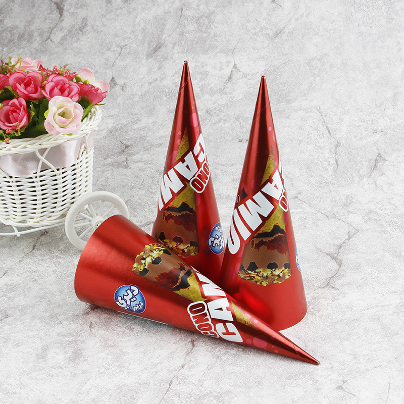 Custom Printing Eco Friendly Ice Cream Cone Paper Sleeves Conic Cone Paper Wrapping Holder For Ice Cream Dessert Snack