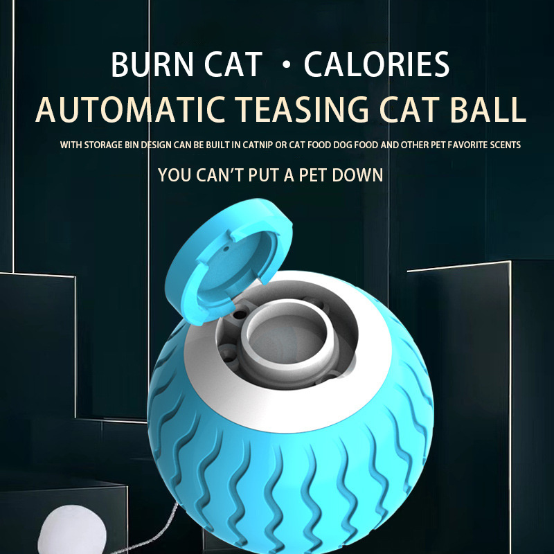 Wholesale Pet Supplies Cat Playing Ball Pink Blue Rolling USB Electric Ball Toy Silicone Interactive Cat Chew Ball Toy