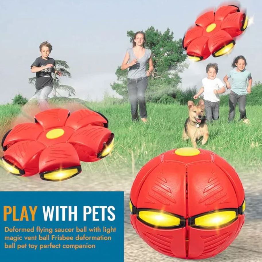 Hot Sale Outdoor Pet Toy Flying Saucer Ball Light On Foldable Untoxic Magic UFO Ball Flying Saucer Ball