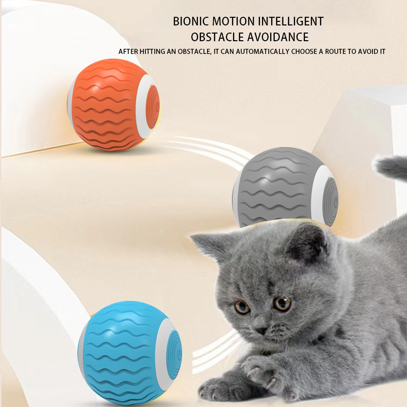 Wholesale Pet Supplies Cat Playing Ball Pink Blue Rolling USB Electric Ball Toy Silicone Interactive Cat Chew Ball Toy