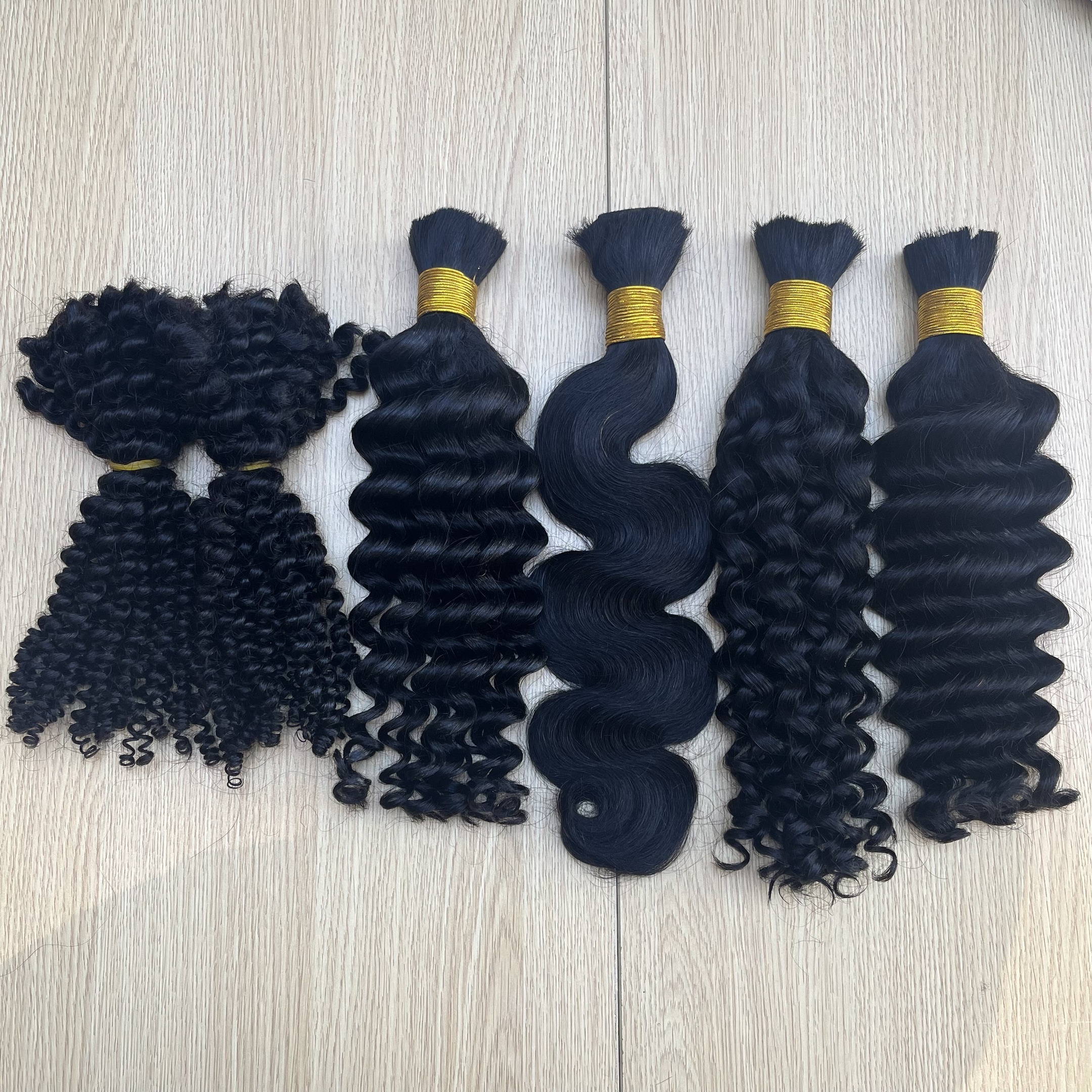 Cuticle Aligned Raw Deep Wave Human Hair Bulk For Braiding No Weft Extensions Virgin Afro Kinky Curly Human Hair Weave Bundles