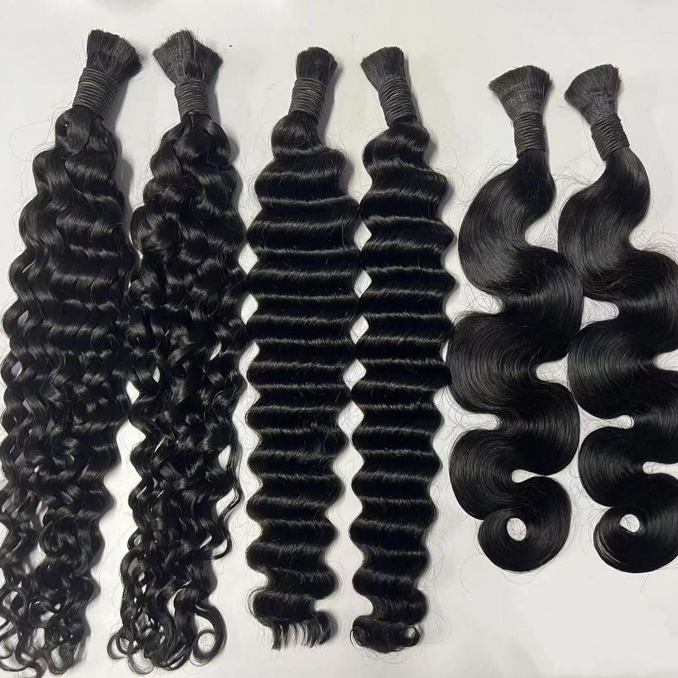 Cuticle Aligned Raw Deep Wave Human Hair Bulk For Braiding No Weft Extensions Virgin Afro Kinky Curly Human Hair Weave Bundles