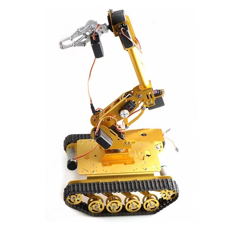 8 degrees of freedom robotic arm shock-absorbing tank chassis TS100 grabbing and handling mobile robot platform use for arduino