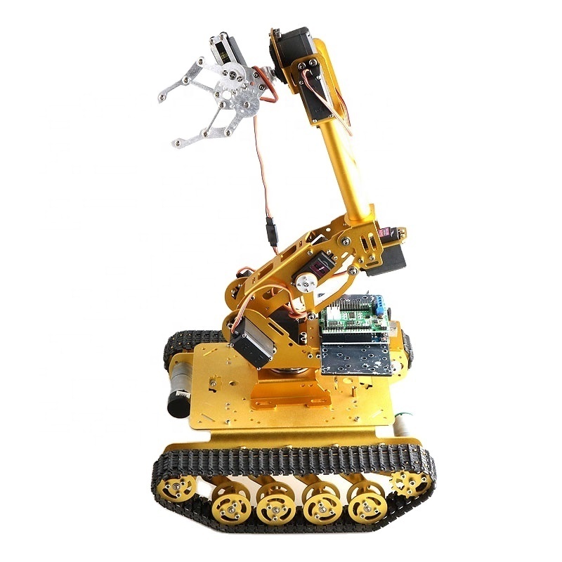 8 degrees of freedom robotic arm shock-absorbing tank chassis TS100 grabbing and handling mobile robot platform use for arduino