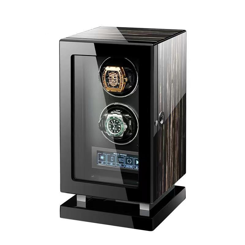 Luxury watch boxes automatic watch shaker Black wooden cases watch winder 2 slots