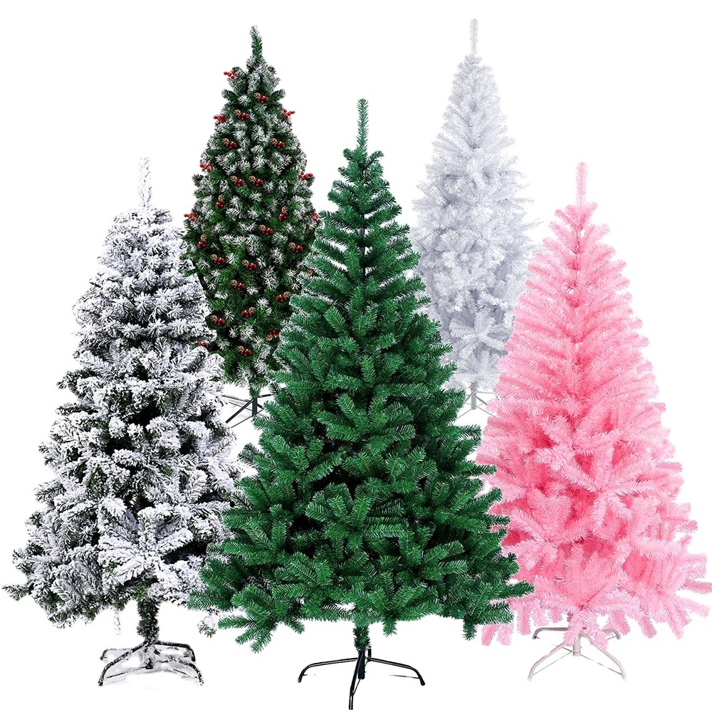 Spot Wholesale 1.2/1.5/1.8m PVC Encryption Pink White Blue Green Simulation Christmas Tree Decoration For  Xmas Party