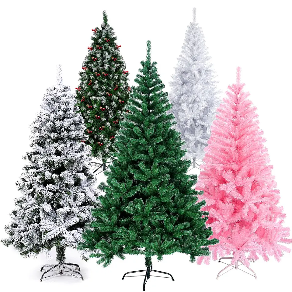 2023 Hot Selling 1.5/1.8/2.1m PVC Encryption Pink White Blue Green Artificial Christmas Tree Decoration For Christmas Party