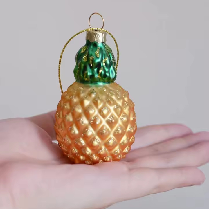 NOXINDA Tropical Pineapple Hanging Decorations Christmas Tree Toys Glass Fruit Baubles Themed Party Outdoor Decorations