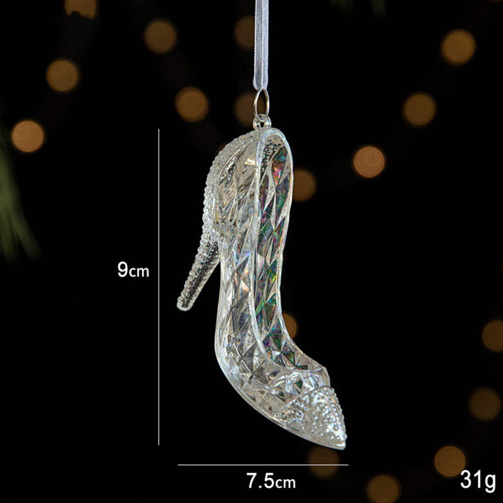 Crystal Christmas Tree Ornaments Iridescent Acrylic Snowflake Icicle Drop Crystal Hanging Ornaments For  Party Decor