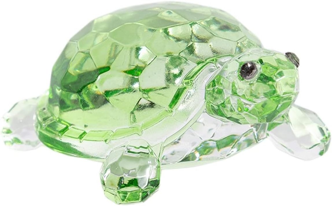 ChristmasTurtle Figurine Art Craft Ornament Small Acrylic GreenTurtle Animal Statue For Shelf Desk Bedroom Christmas Decoration