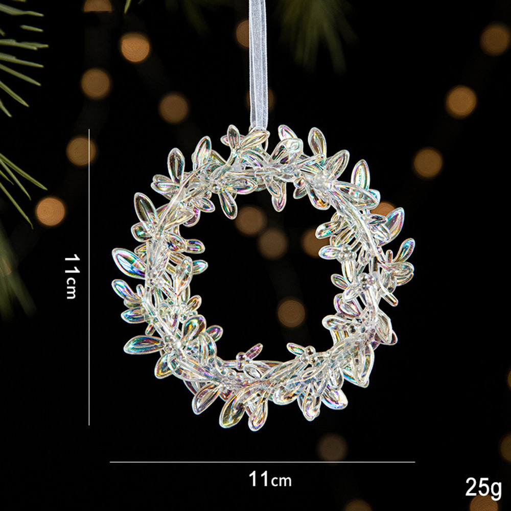 Crystal Christmas Tree Ornaments Iridescent Acrylic Snowflake Icicle Drop Crystal Hanging Ornaments For  Party Decor