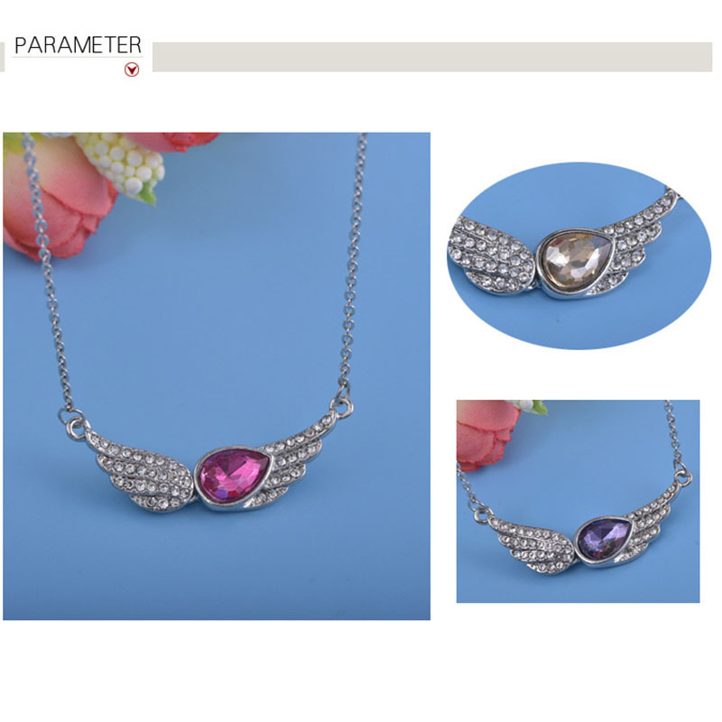 Austrian Crystal Necklace Gift Love Necklace Angel Wings Necklace High Quality Fine Jewelry Women'S Fashion Simple Crystal Chain