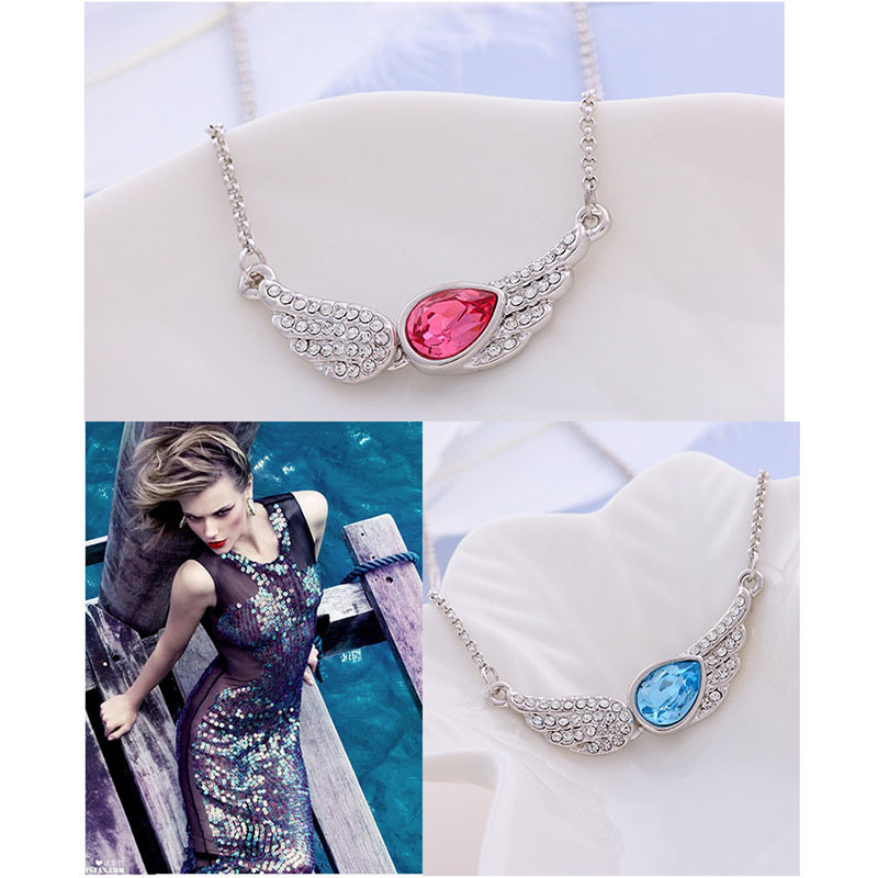 Austrian Crystal Necklace Gift Love Necklace Angel Wings Necklace High Quality Fine Jewelry Women'S Fashion Simple Crystal Chain