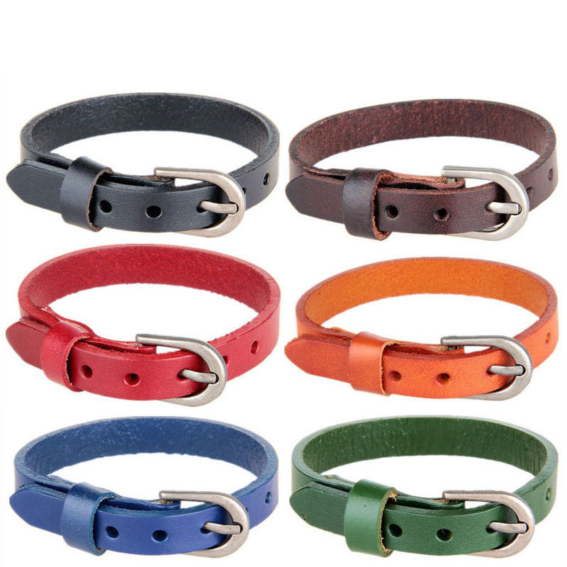 Leather Cuff Bracelet With Belts Buckle Mens Wristband Wholesale Fashion Bracelets Luxury Handmade Real Leather Watch Bangle