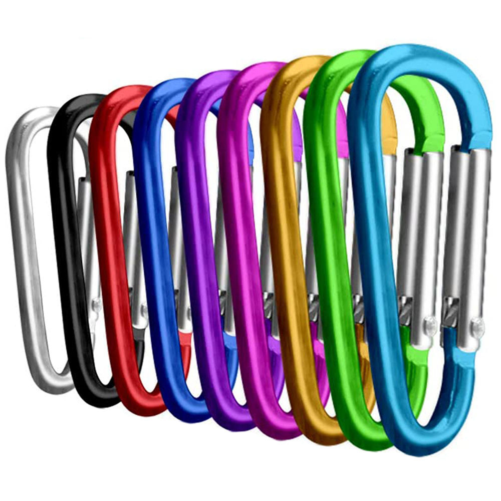 Aluminum Locking Carabiner Spring Clips Hook Keychain D Shape Buckle Pack D Ring Caribeener Spring Snap Hook for Keychain Clip