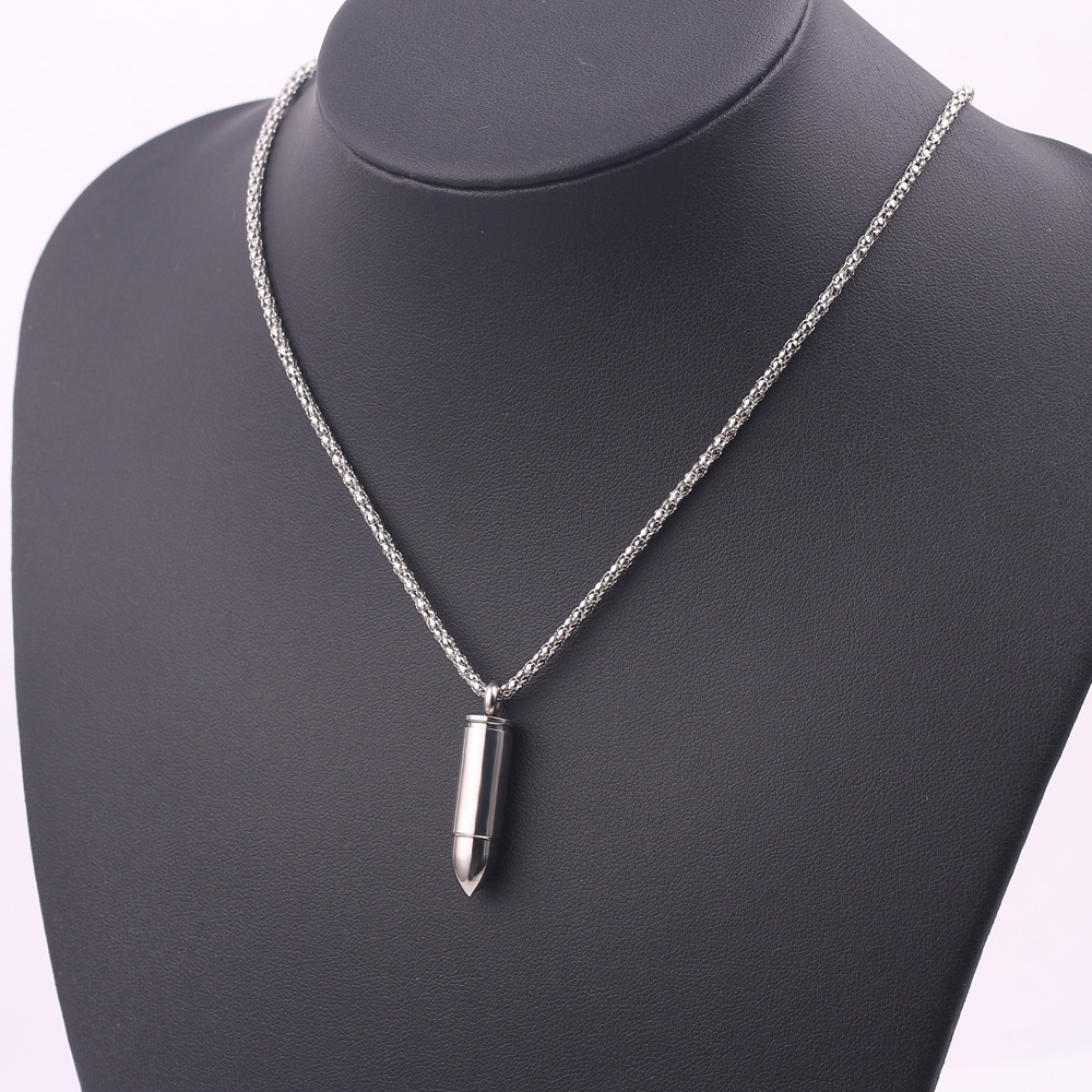 Hip Hop Bullet Pendant Necklaces For Men Design Link Chain Pop Punk Stainless Steel Detachable Bullet Shaped Mens Necklace Gift