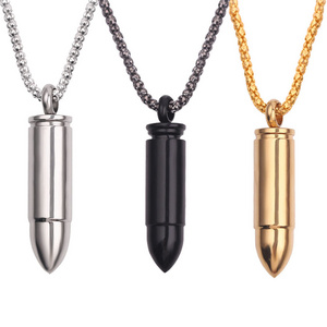 Hip Hop Bullet Pendant Necklaces For Men Design Link Chain Pop Punk Stainless Steel Detachable Bullet Shaped Mens Necklace Gift