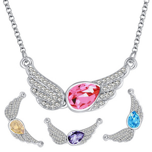 Austrian Crystal Necklace Gift Love Necklace Angel Wings Necklace High Quality Fine Jewelry Women'S Fashion Simple Crystal Chain