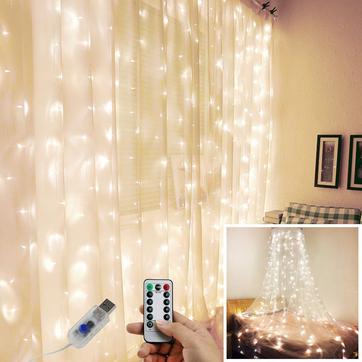 LED Fairy Lights Garland Curtain Lamp Remote Control USB String Lights New Year Christmas Decorations For Home Bedroom Window