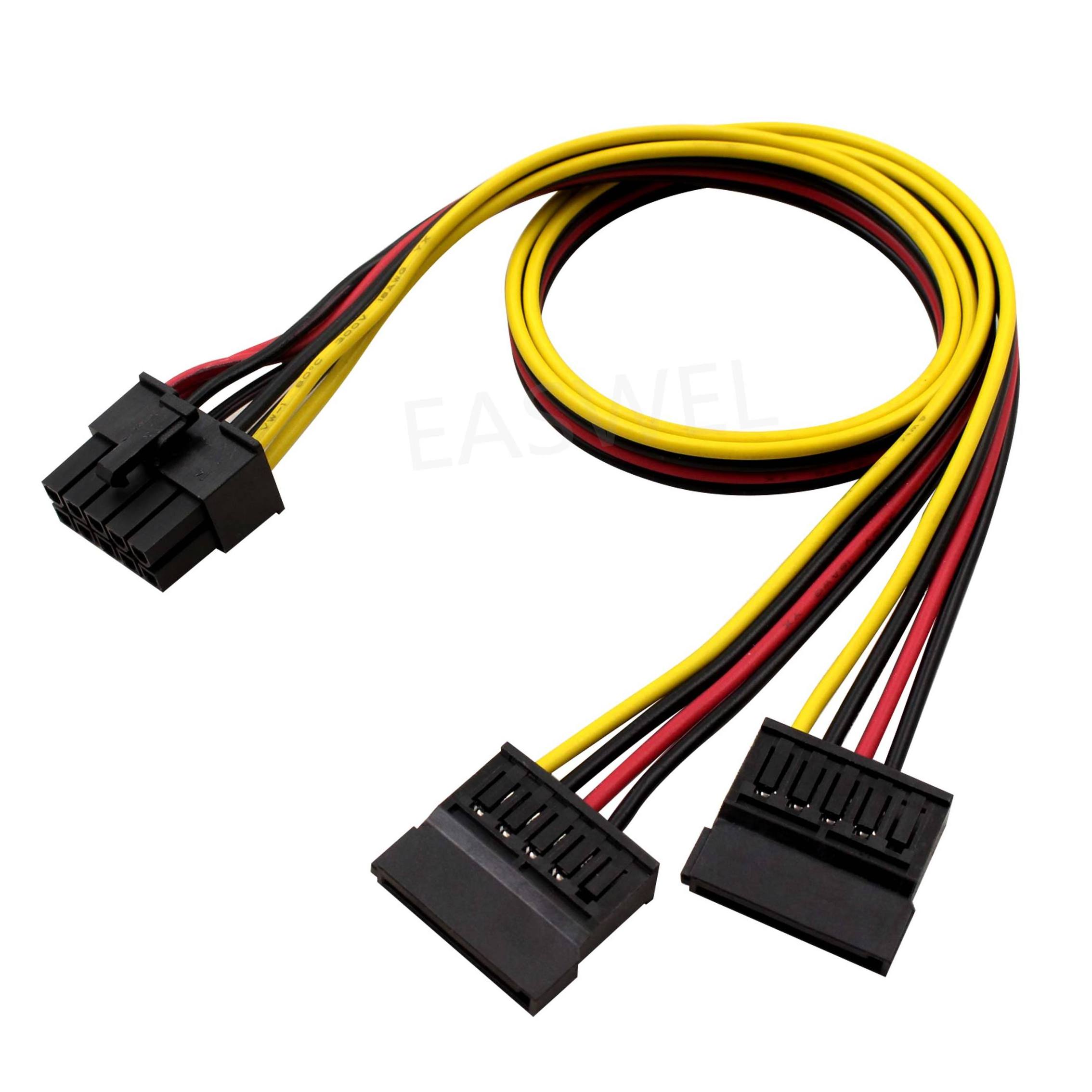 New Serial ATA SATA 10 Pin Male to 2 Splitter Female HDD Adapter IDE Y splitter Converter Molex HDD Sata Power Cable