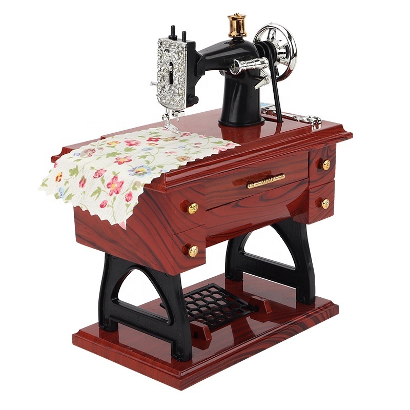 Home Decor Crafts Retro Sewing Machines Music Box Girl Birthday gifts Plastic Sewing Music Box