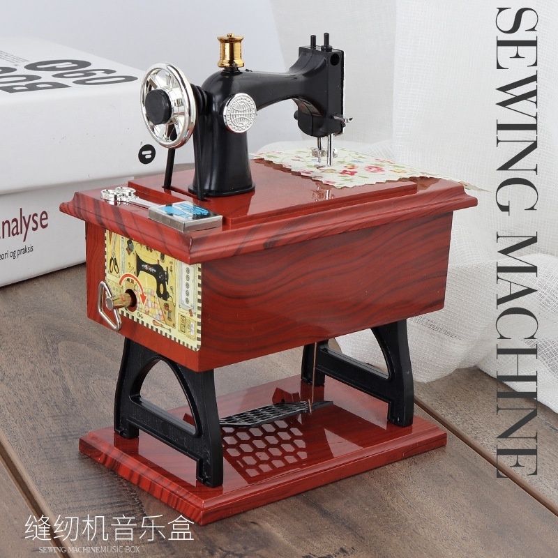 Home Decor Crafts Retro Sewing Machines Music Box Girl Birthday gifts Plastic Sewing Music Box