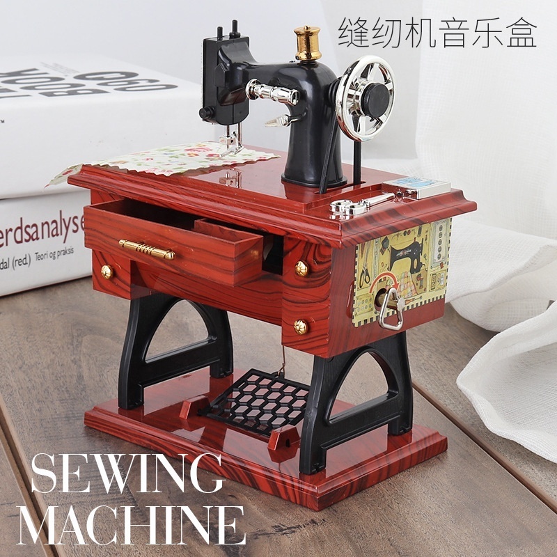 Home Decor Crafts Retro Sewing Machines Music Box Girl Birthday gifts Plastic Sewing Music Box