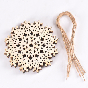 18PCS Wooden Snowflakes Ornaments 4 inch Wood Hanging Decorations Rustic Christmas Tree Crafts