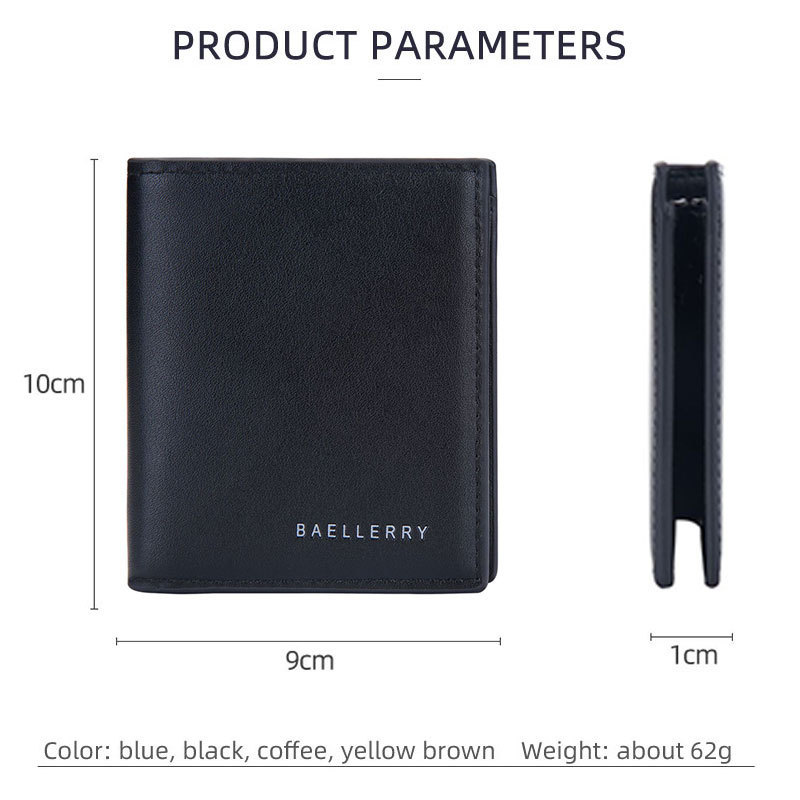 Baellery Men Wallets New Short Slim Card Holders Male Purses Luxury Top Quality Simple Small Men's Wallet