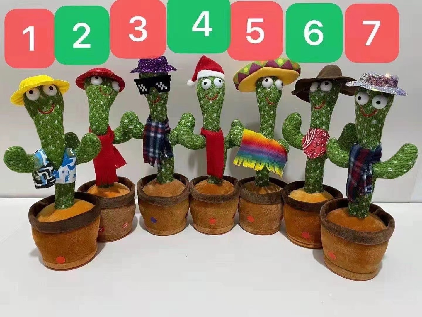 Factory Wholesale Mexico Dancing Cactus Plush Toy Songs Repeat Talk sing Music LED Light Dance Cactus Plush Toy