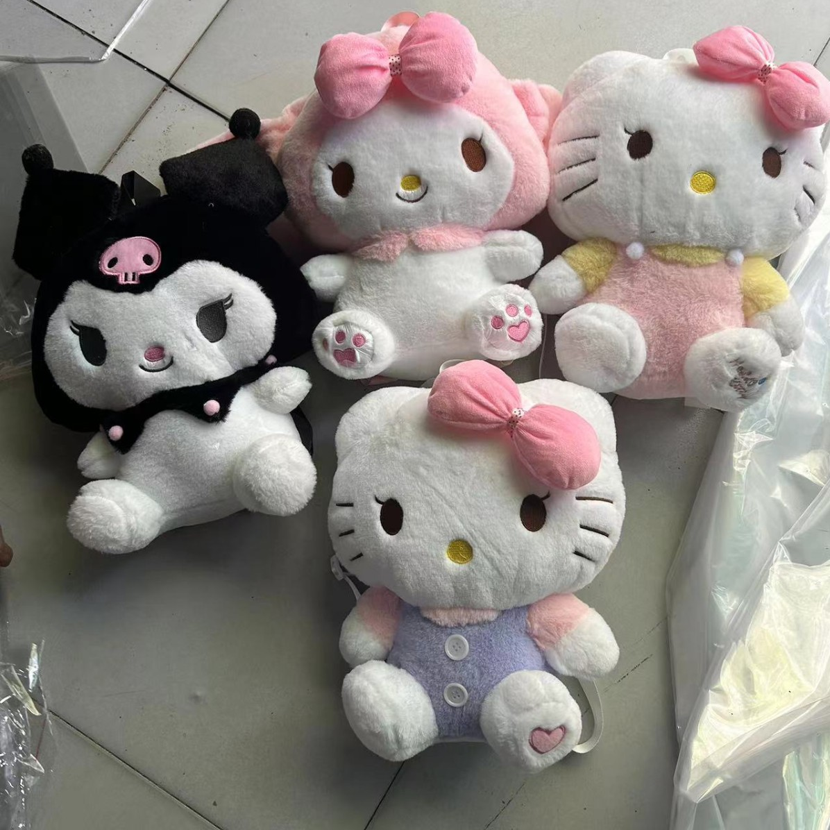 Factory Anime Plush Bag Sanrio Melody Kuromi Kitty Plush Backpack Cinnamoroll JJ boy Stitch Pikachu Plush Toy Backpack