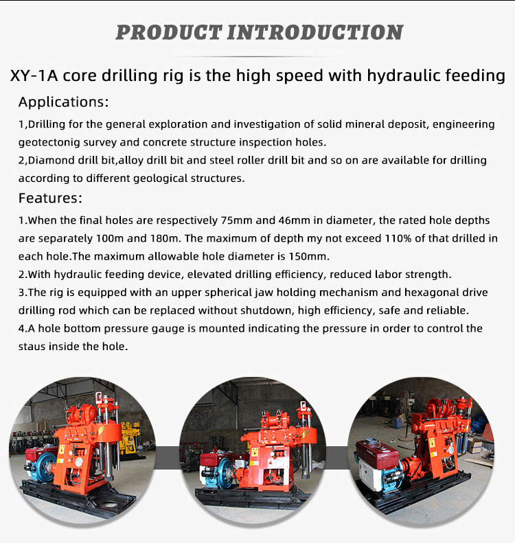 New XY-1Z 180m Soil Testing Drilling Rig For Sale Borehole Drilling Rig