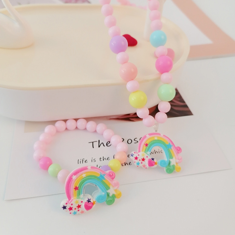 Kids Jewelry for Girls Friendship Bracelets Necklaces and Rings Set with Animal Mermaid Unicorn Pendants for Kid Children Girls