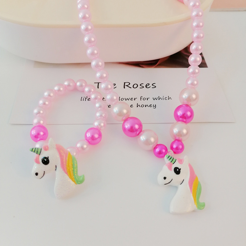 Kids Jewelry for Girls Friendship Bracelets Necklaces and Rings Set with Animal Mermaid Unicorn Pendants for Kid Children Girls