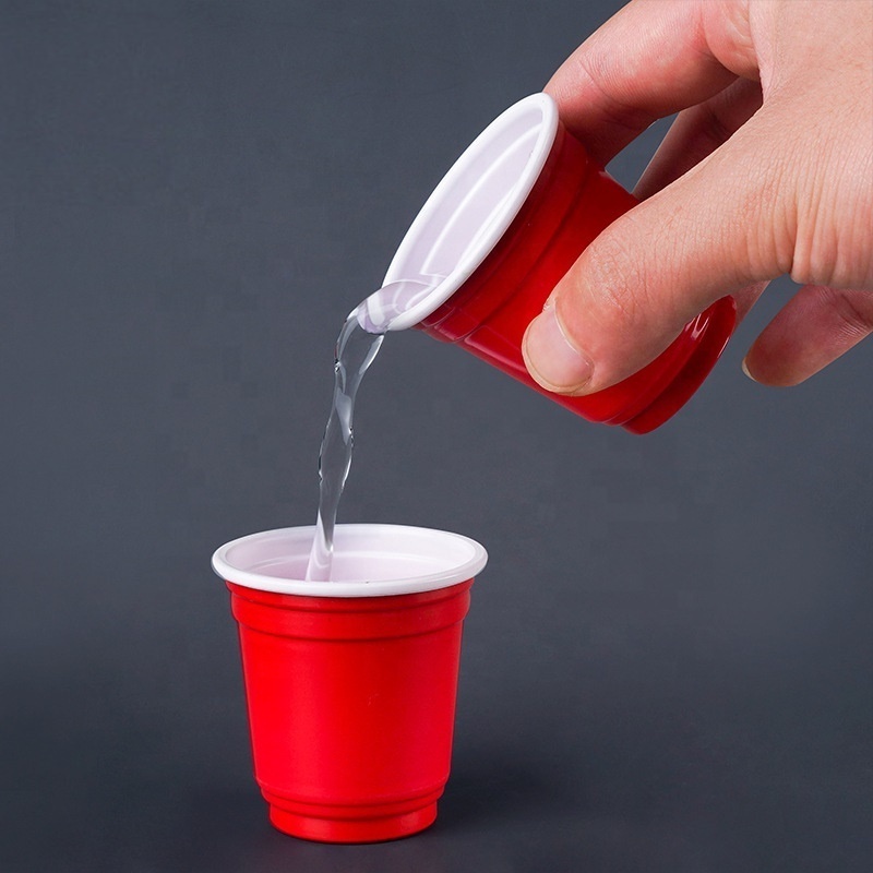 Comfy Mini Plastic Shot Glasses - Red Disposable Jello Shot Cups  for Parties, Shooting Games and Designed for Events