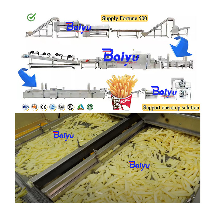 Baiyu Fully Automatic Industrial Potato Flakes Chips Making Machine Frozen French Fries Fun-shaped Potatoes Smile mashed potato