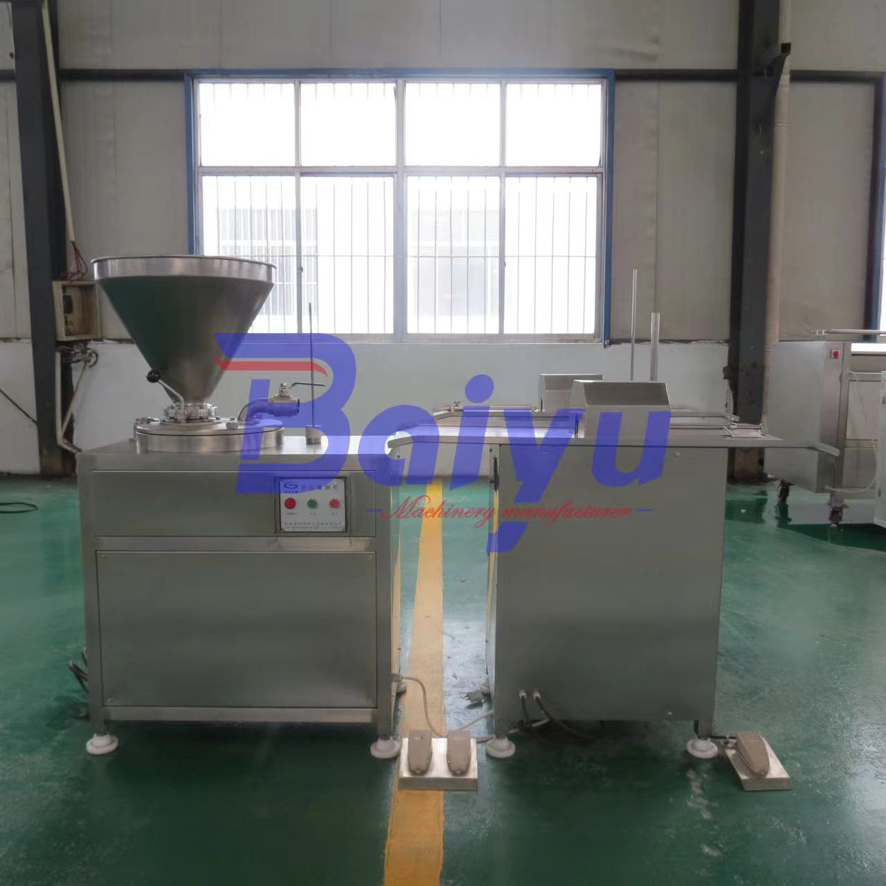 Baiyu Industrial Automatic Sausage Stuffer Embutidora De Chorizo Chicken Manufacturing Plant Restaurant Sausage Machine