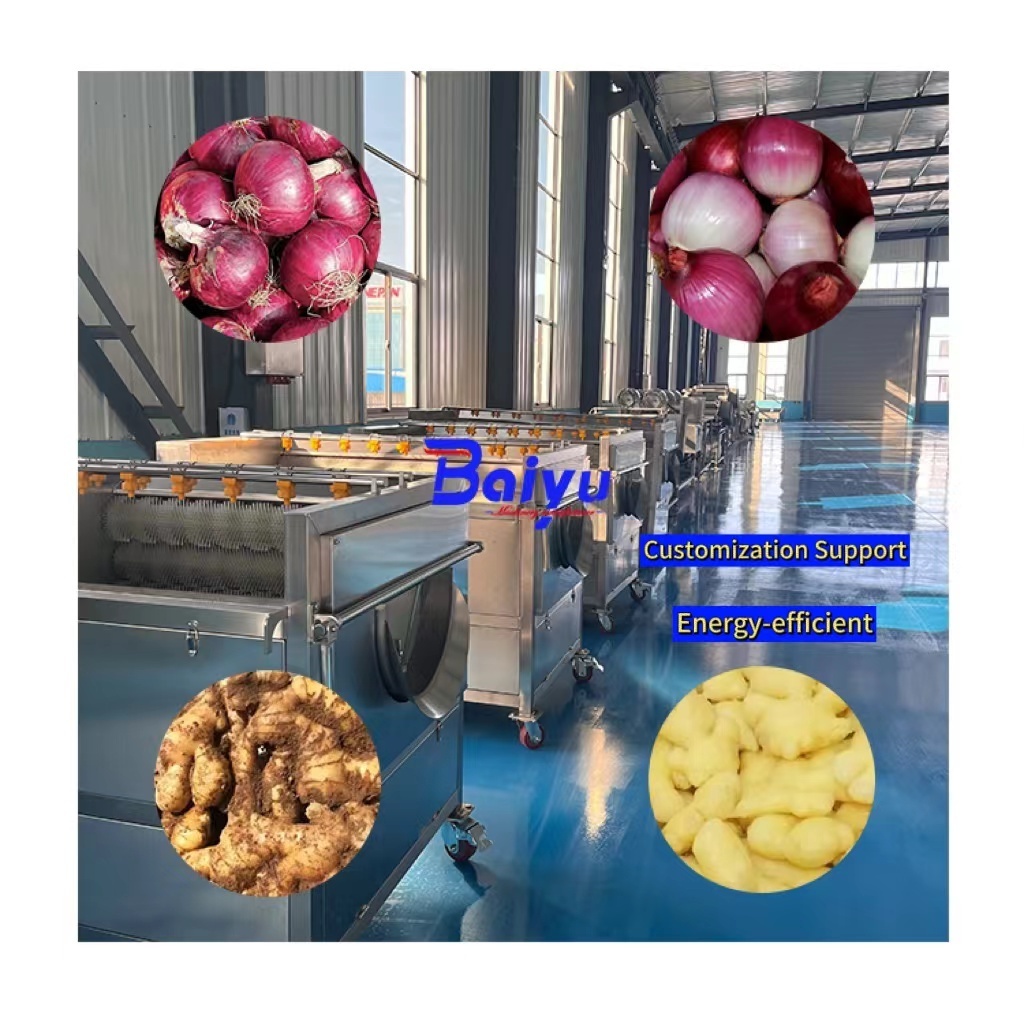 Baiyu Commercial 200kg Carrot Potato Peeling Cleaning and Washing Machine Taro Onion Ginger Cassava Sweet Potato Peeler for Sale