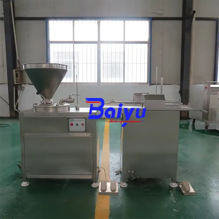 Baiyu Electric Vacuum filler russian Sausage Stuffer Linker Sausage Tying Machine Meat Quantitative Filling Machine