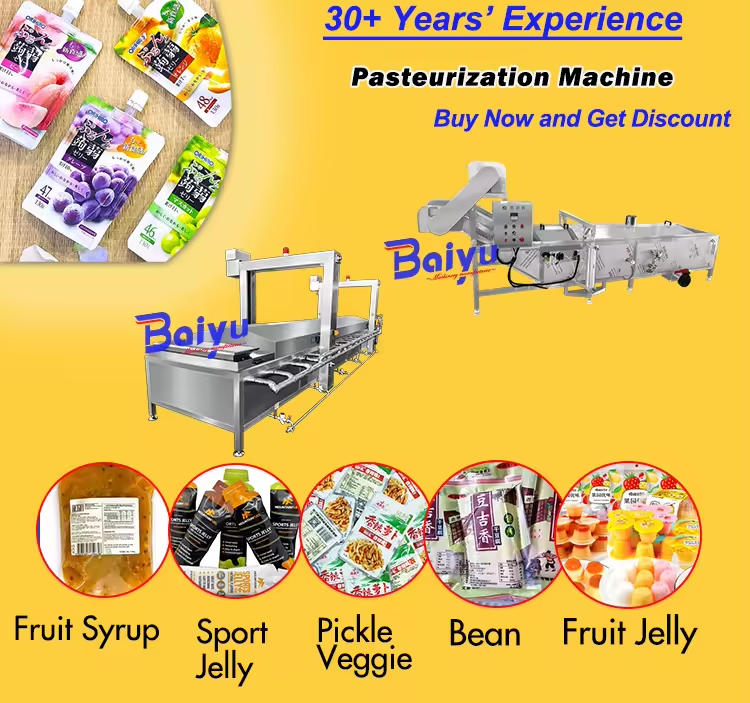 Baiyu Juice Sterilizer Equipment pickles Flexible packaged food Pasteurization Machine Jam Pasteurizing Machine