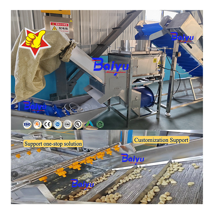 Baiyu Electric Garlic Processing Machine Use Garlic Breaking Peeling and Powder Production Line